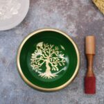 Lrg Tree of Life Singing Bowl Set- Green 14cm - immagine 2