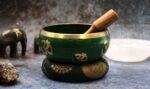 Lrg Tree of Life Singing Bowl Set- Green 14cm - immagine 4