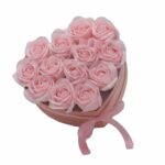 Soap Flower Gift Bouquet - 13 Pink Roses - Heart - immagine 2