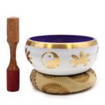 Lrg Yin & Yang Singing Bowl Set- White/Purple 14cm - immagine 7