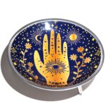 Triple Leg Enameled Offering Plate - Hamsa Midnight Blue - immagine 4