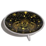 Triple Leg Enameled Offering Plate - Gold Goddess on Black - immagine 2