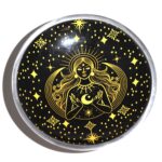 Triple Leg Enameled Offering Plate - Gold Goddess on Black - immagine 3