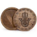 Big Round Box 17.5x7.5cm - Hamsa Black Engraved