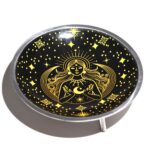 Triple Leg Enameled Offering Plate - Gold Goddess on Black - immagine 4