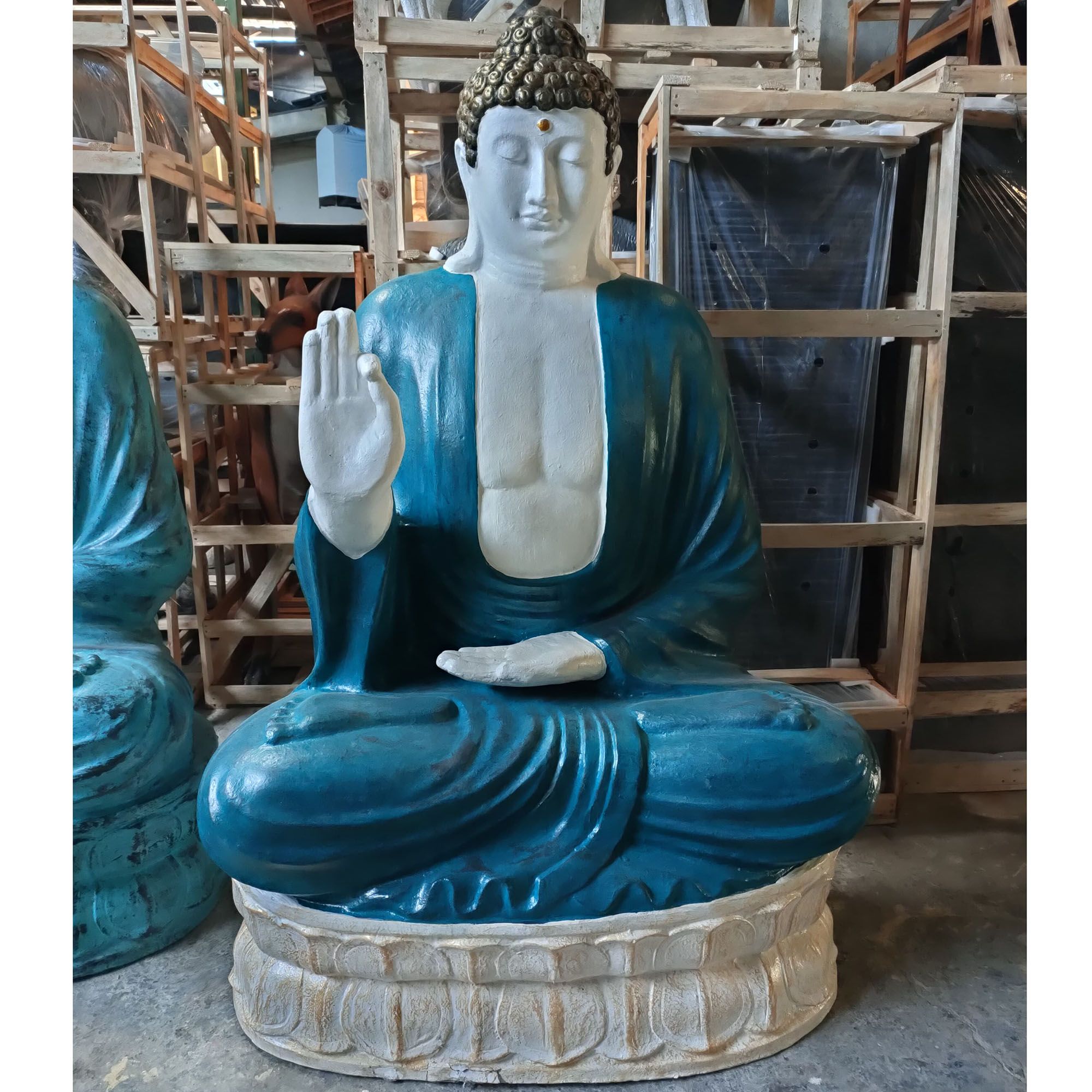 bG9jYWw6Ly9tZWRpYS9ISC80RC82MFIzMEMxRzZXVEs0REhILzgwYWUwNTJlLmpwZWc.jpg Large Turquoise & Stone Thai Buddha - 0.96m - immagine 1