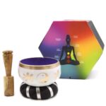 Yin & Yang Singing Bowl Set- White/Purple 10.7cm - immagine 7