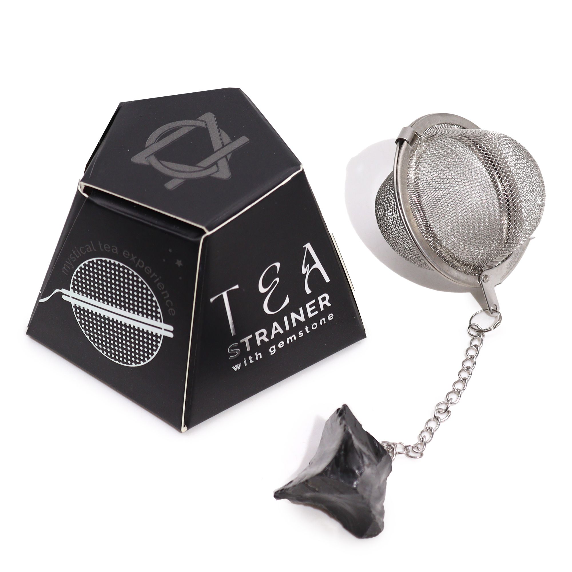 bG9jYWw6Ly9tZWRpYS9ISi9HQy82MFIzMEMxRzZSVzNHQ0hKLzIyYjJhYmU4LmpwZWc.jpg Raw Crystal Gemstone Tea Strainer - Black Obsidian - immagine 1