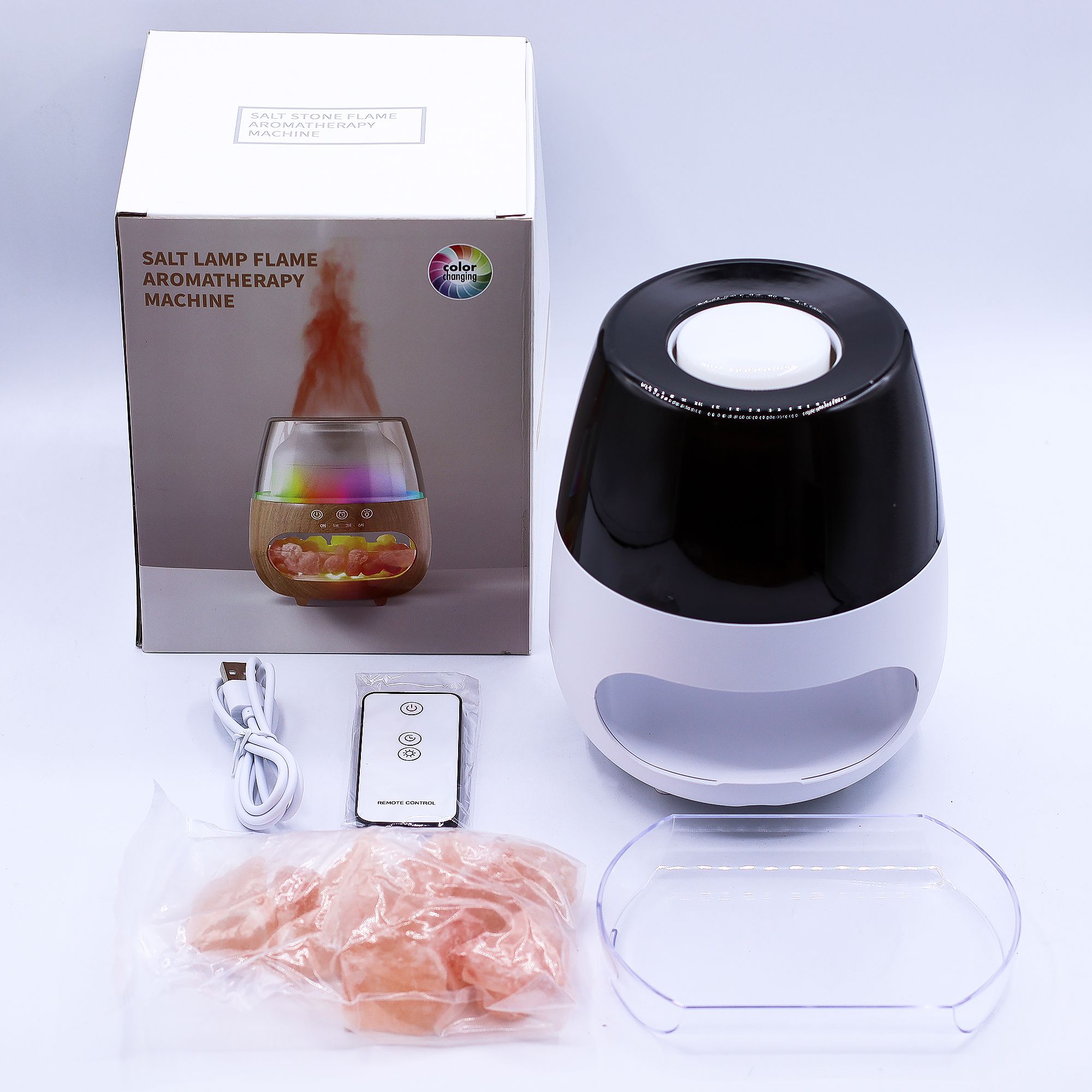 bG9jYWw6Ly9tZWRpYS9IUC9KRC82MFIzMEMxSjY0UjNKREhQLzE0YzI1MTdkLmpwZw.jpg Salt Stone Flame Effect Aroma Diffuser - White USB - Colour Change and Timer - immagine 1