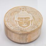 Big Round Box 17.5x7.5cm - Buddha Face Whitewash - immagine 2