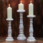 Large Candle Stand - White Gold - immagine 3