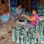 Large Candle Stand - White Gold - immagine 4