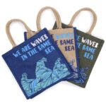 Printed Jute Bag - We are Waves - Blue - immagine 9