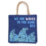 Printed Jute Bag - We are Waves - Blue - immagine 3