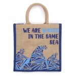 Printed Jute Bag - We are Waves - Blue - immagine 4