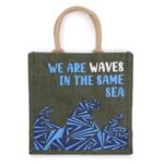 Printed Jute Bag - We are Waves - Blue - immagine 5